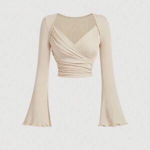 Elegant Boho Chic Ribbed Wrap Crop Top